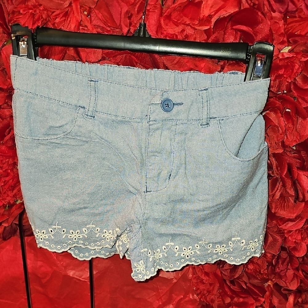 Cherokee Blue Denim Girls Shorts with Lace Trim Size 7/8